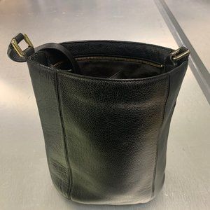 Black Leather Bucket Bag
